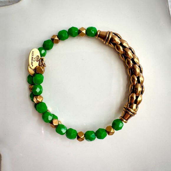 Alex and Ani Wrap Bracelet Kelley Green and Gold - Picture 1 of 10